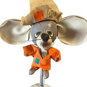 Vintage early 1960s
Mouse Plush Toy... Gray Mouse Plush with Orange Outfit